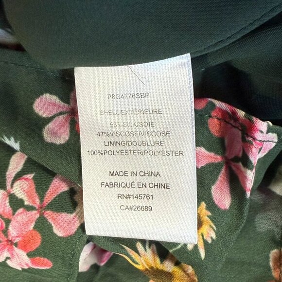 Parker Womens Silk Satin Mini Dress Cacti Daisy Green Size 8 Summer Boho NWT Lux - Picture 8 of 12
